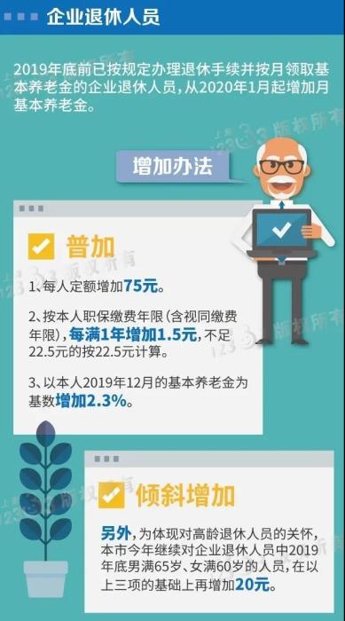上海2020年养老金调整方案。来自上海人社局
