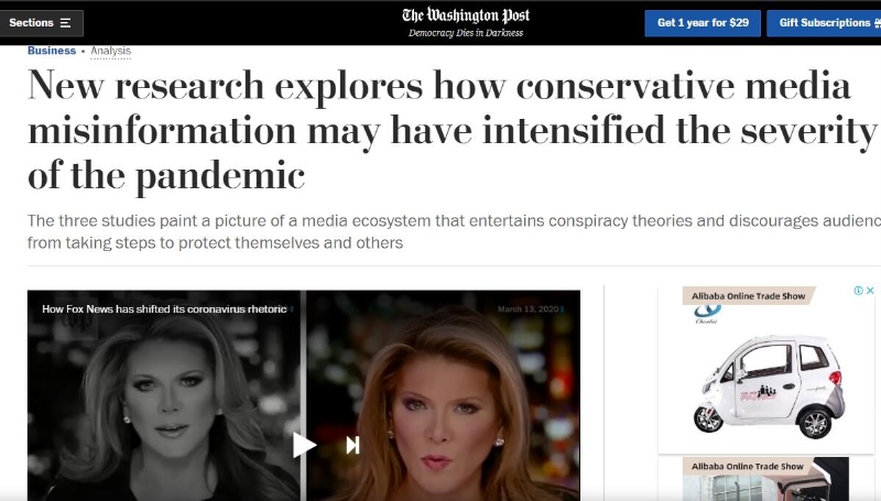 美媒：研究显示，从保守媒体获取信息的美国民众更易信阴谋论和谣言