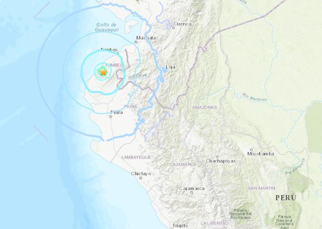 秘鲁西部海岸地区发生5.5级地震 震源深度33.2千米