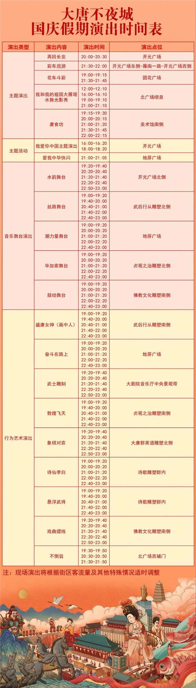 快收藏！国庆假期西安曲江最全演出时间表