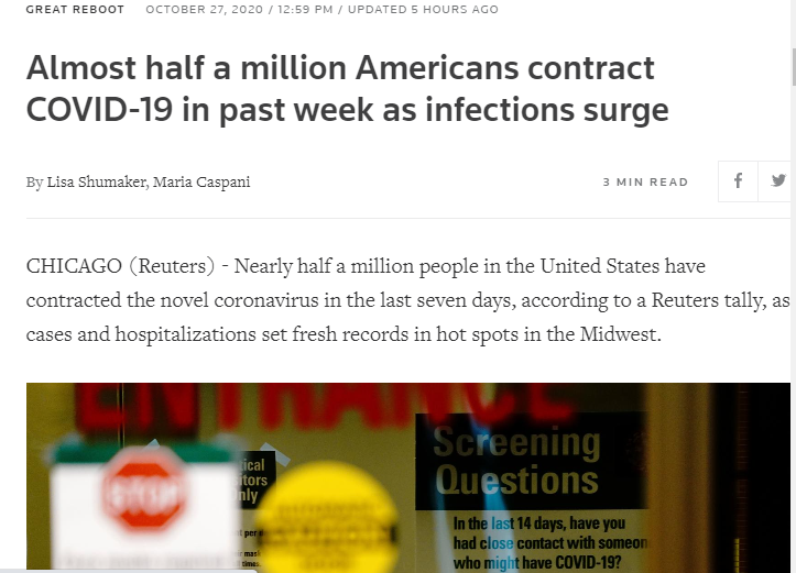 北美观察丨疫情下的美国：一周感染50万人 5400万人面临食品短缺