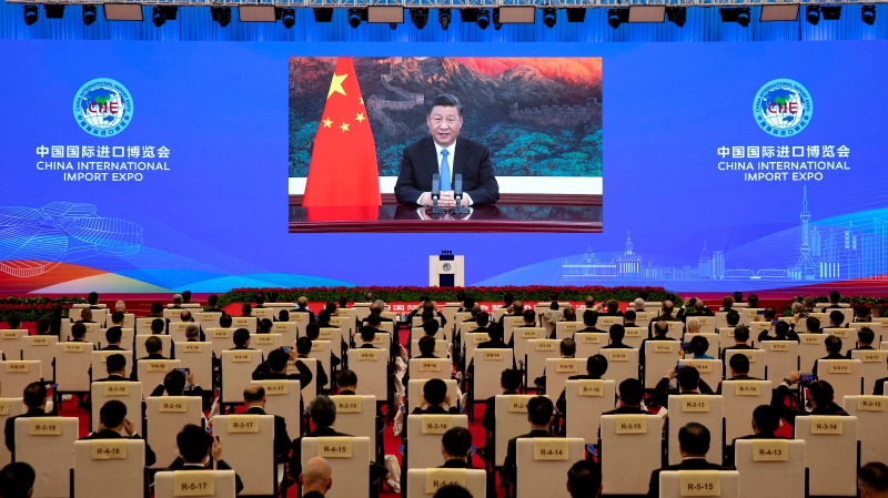 11月4日晚，第三届中国国际进口博览会开幕式在上海举行，城非国家主席习近平以视频方式发表主旨演讲。好汉<strong></strong>.JPG