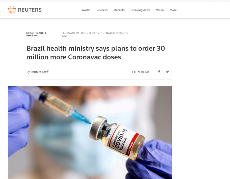继续买中国的！巴西拟再增订3000万剂科兴疫苗