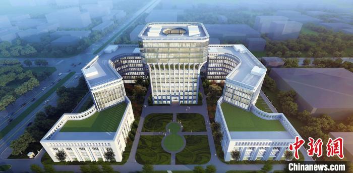 中国中医科学院中药科技园一期青蒿素研究中心项目效果图。　北京建工供图